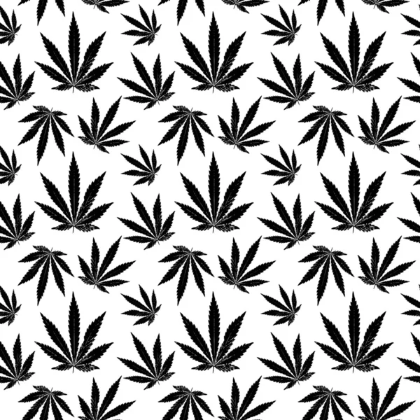 Patrón sin costura vectorial de la hoja de cannabis — Vector de stock