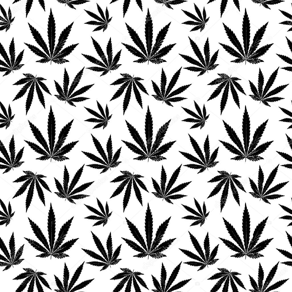 vector seamless pattern of cannabis leaf