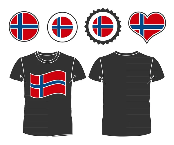 挪威国旗的 t 恤 — 图库矢量图片