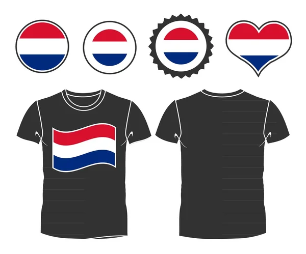 荷兰国旗 t 恤 — 图库矢量图片