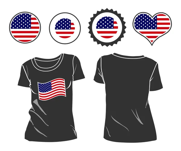 T-shirt with USA flag — Stock Vector