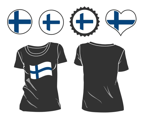 T-shirt z banderą Finlandii — Wektor stockowy