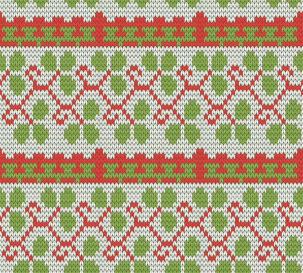 クリスマスのシームレスなパターンをニットの色 — ストックベクタ