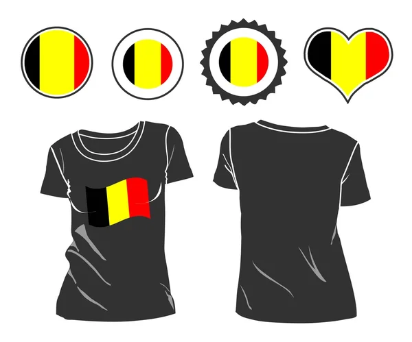 T-shirt με τη σημαία του Βελγίου — Διανυσματικό Αρχείο