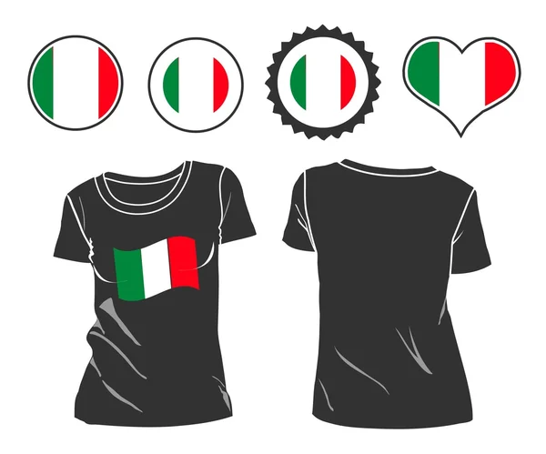 T-shirt con la bandiera di Italy — Vettoriale Stock
