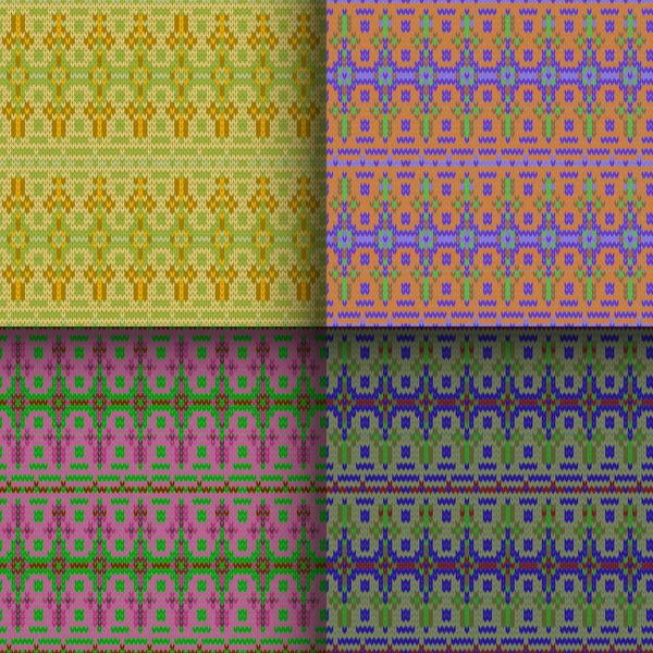 Sett av sømløse strikkede mønstre – stockvektor