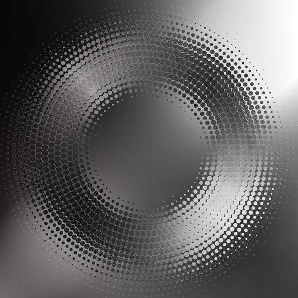 Cercle demi-teinte abstrait noir et blanc — Image vectorielle