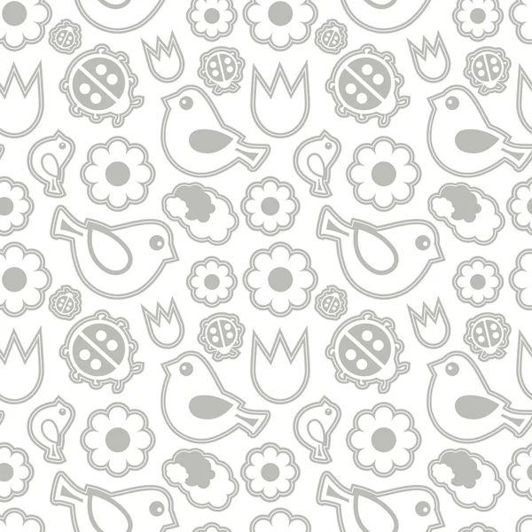 Naadloze pattern.birds en bloemen — Stockvector