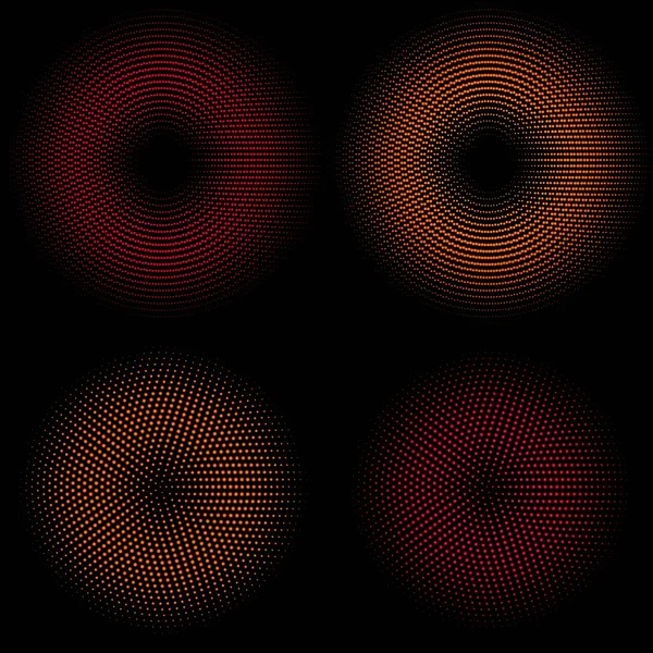 Set van vier vector gloeiende rode cirkels — Stockvector