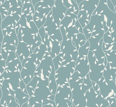 kuşlar ve yaprakları seamless modeli