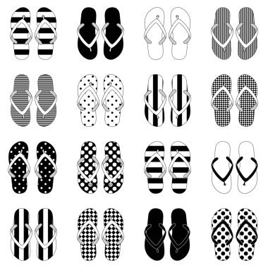 Pop sanat tarzı flip flop renkli damalı tasarımında.