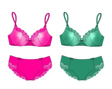 Seksi iç çamaşırı sutyen ve külot izole kümesi
