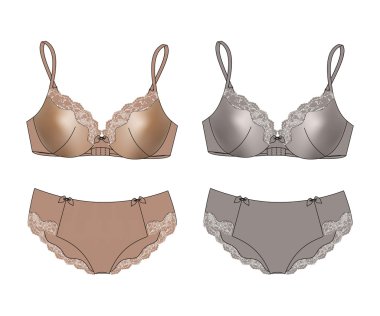Seksi iç çamaşırı sutyen ve külot izole kümesi. 