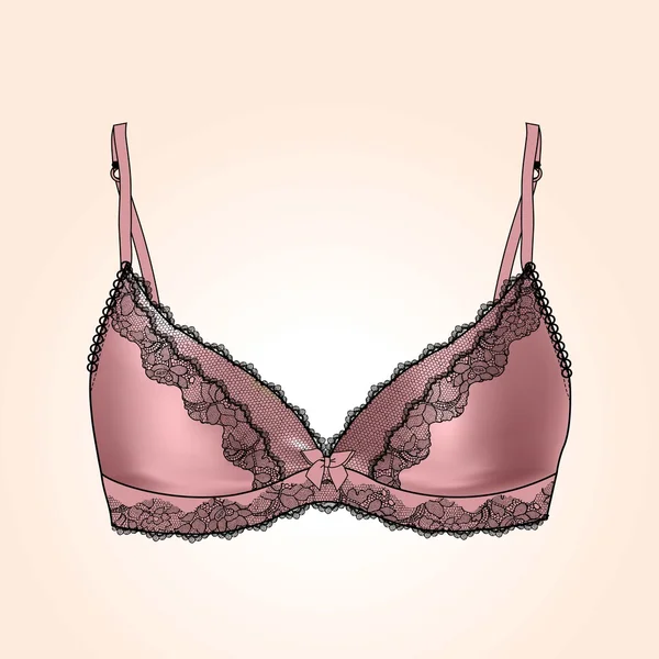 Soutien-gorge rose avec quelques détails sur un fond blanc — Image vectorielle