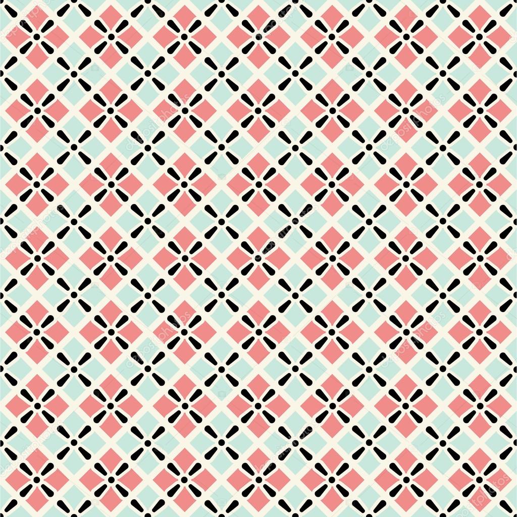 retro geometric seamless pattern in pink, and grey