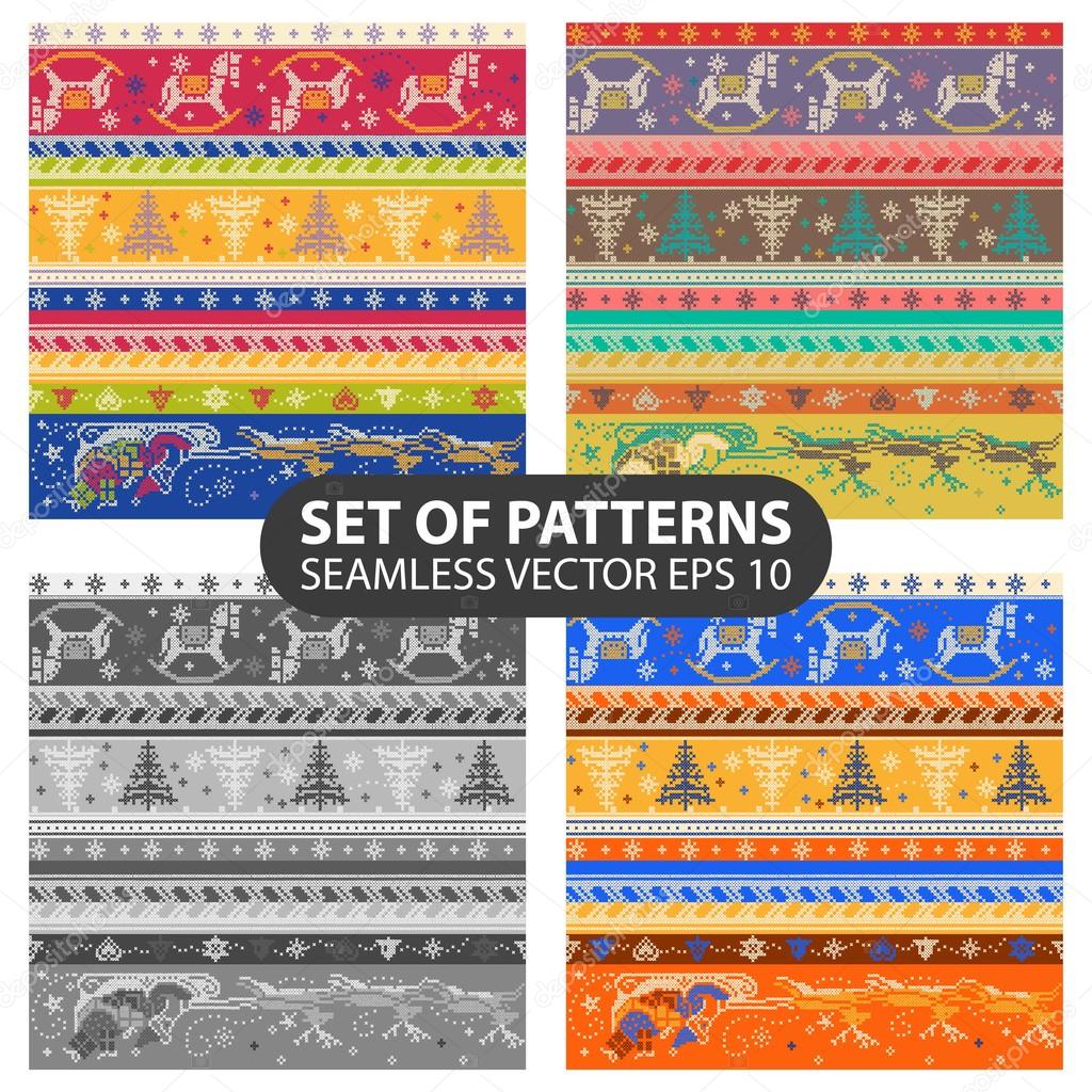 set of 4 vector seamless patterns