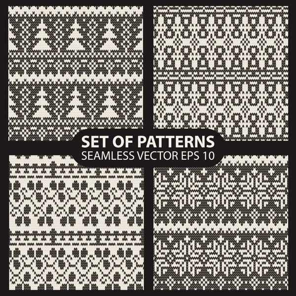 Conjunto de patrones de punto sin costura gráficos — Archivo Imágenes Vectoriales