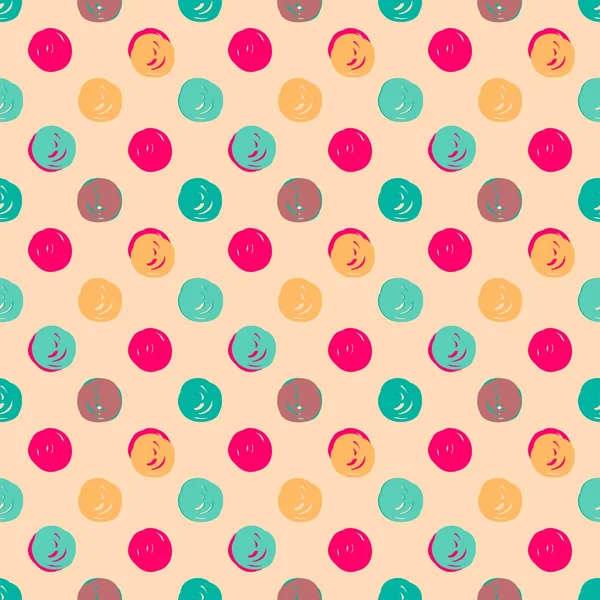 Hand getrokken Polka Dots naadloze textuur — Stockvector