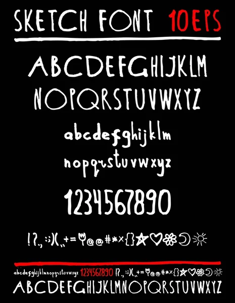 İngilizce el yazısı alfabe. rakamlar. — Stok Vektör