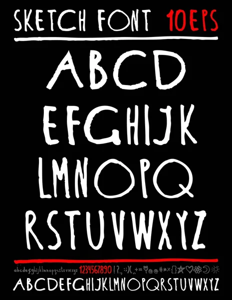 Alphabet manuscrit anglais. chiffres . — Image vectorielle