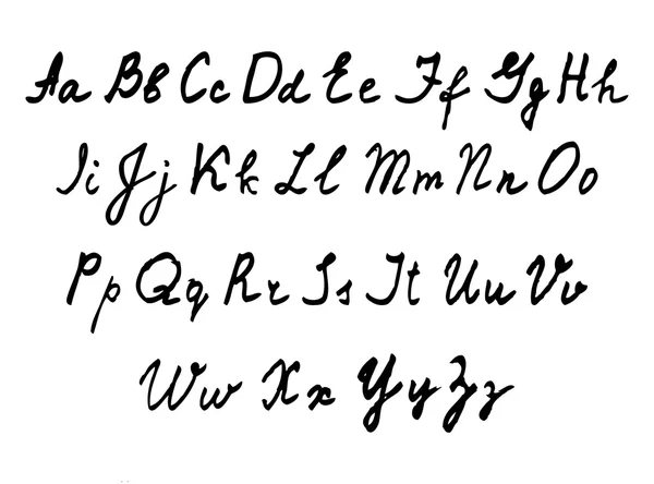 Handskrivet engelskt alfabet. Vektor illustration . — Stock vektor