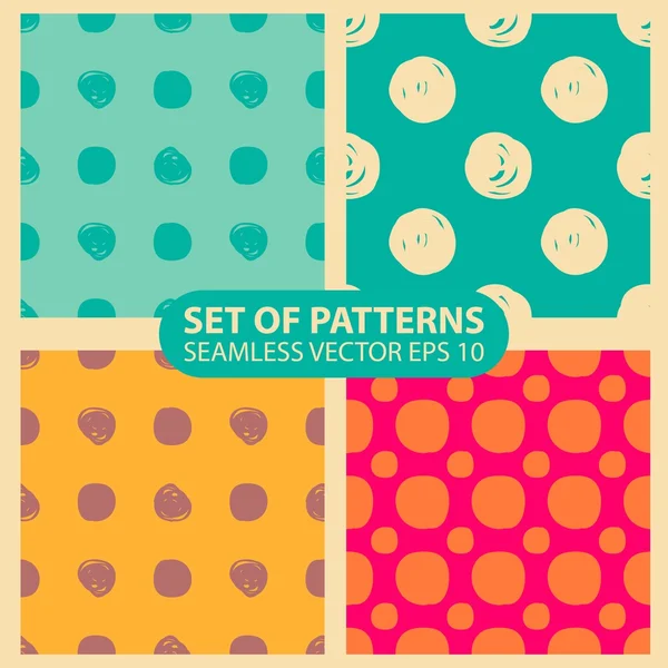 Set van naadloze patronen polka dot — Stockvector