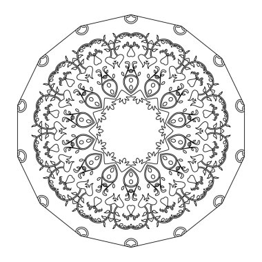Vektör güzel Deco siyah Mandala. 