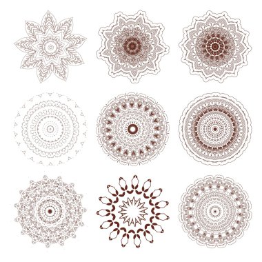 Kına dövme doodle vektör öğeleri beyaz arka plan üzerinde