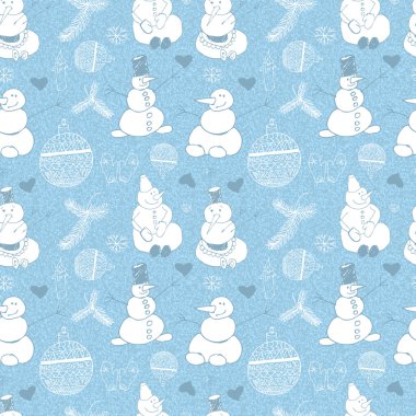 Kardan adamlar, kar taneleri ve Noel topları Vintage desen