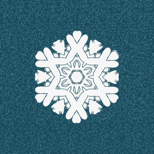 Copo de nieve vintage sobre un fondo azul. Tarjeta de Navidad — Vector de stock