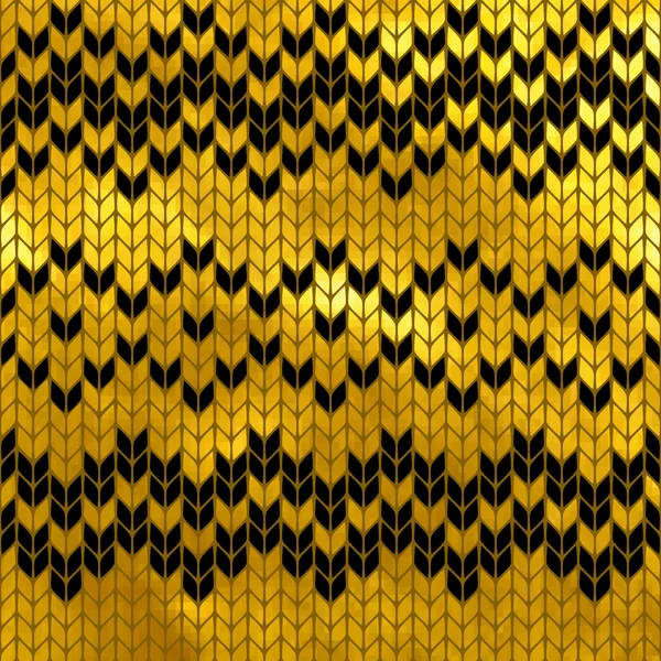 Gyllene sömlös stickad mönster — Stock vektor