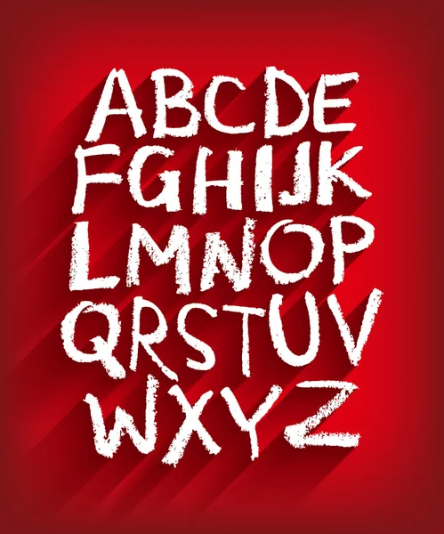 Alphabet anglais manuscrit et fond rouge — Image vectorielle