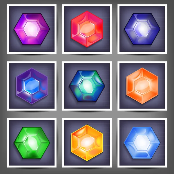 Conjunto de iconos con cristales — Vector de stock