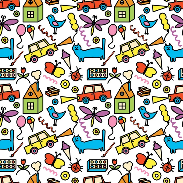 Seamless pattern, drawn in a childlike style. — Stock Vector