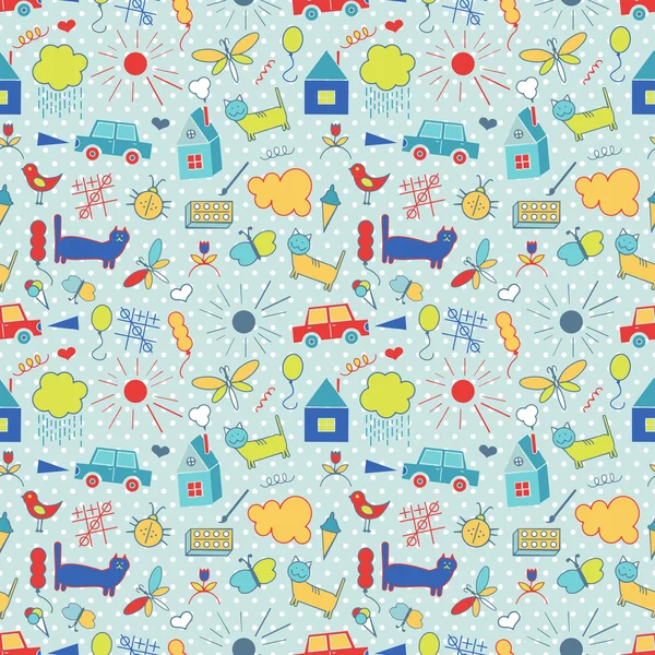 Seamless pattern, drawn in a childlike style. — Stock Vector