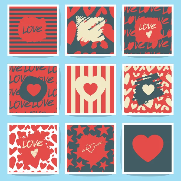 Happy valentines day and weeding cards. Set — Stock Vector