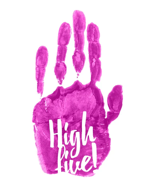 High five. Watercolor hand print — Stock Vector