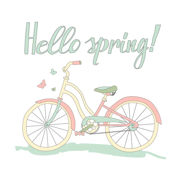 Vintage postcard Hello spring — Stock Vector