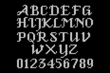 Siyah ve beyaz örme alfabesi