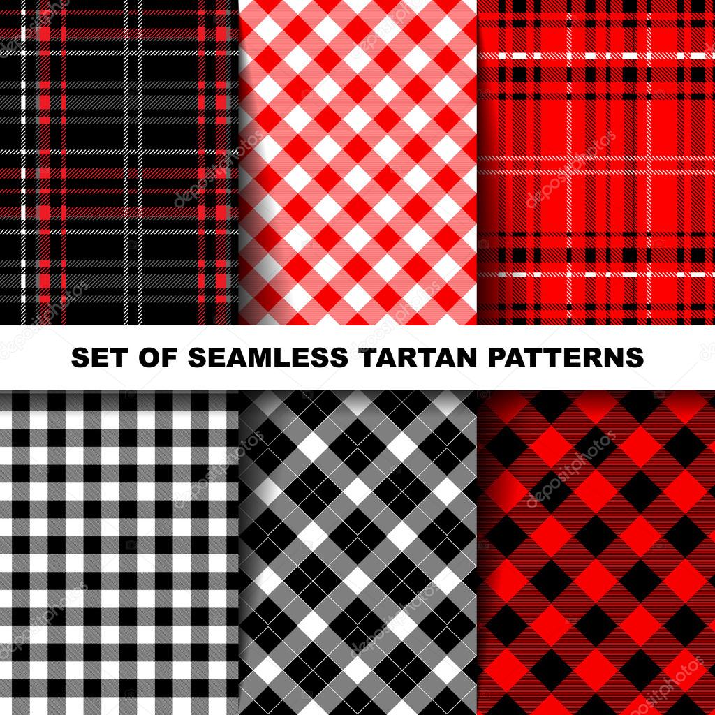Set of seamless tartan patterns. 
