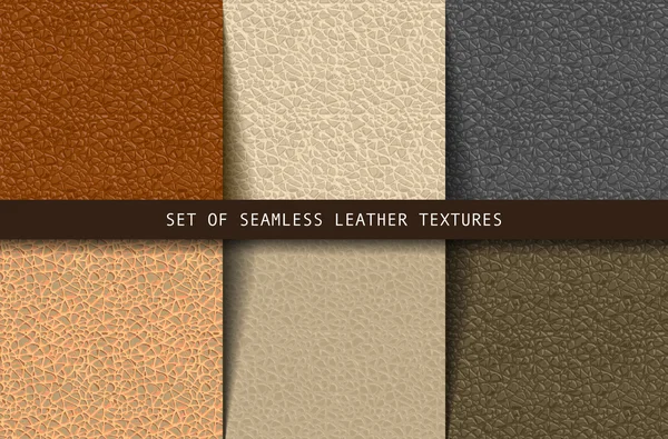 Set of seamless leather textures — Stock Vector