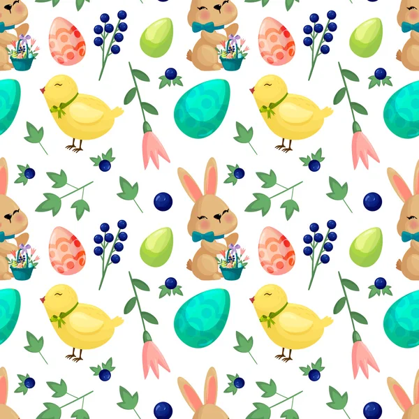 Pattern with easter symbols. — Stock Vector