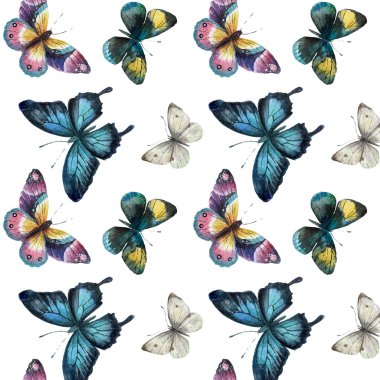 Suluboya kelebekler desen