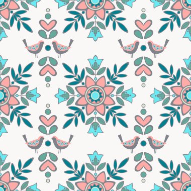 Çiçekler unsurları ile sorunsuz süsleme desen