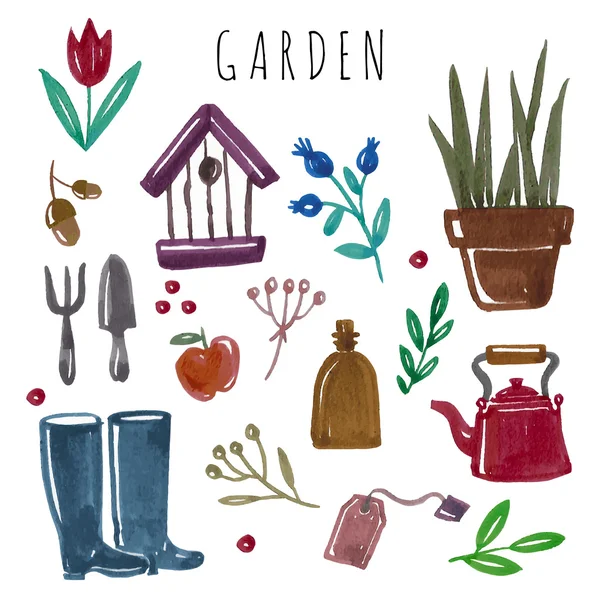 Gardening design elements — Stock Vector