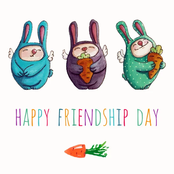 Happy vänskap dag med kaniner — Stock vektor