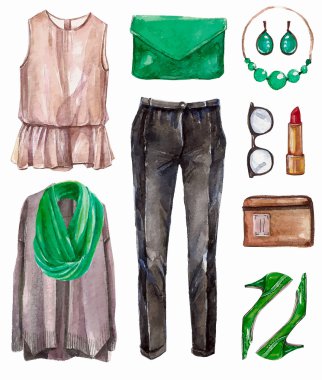 Collage of spring girl clothing
