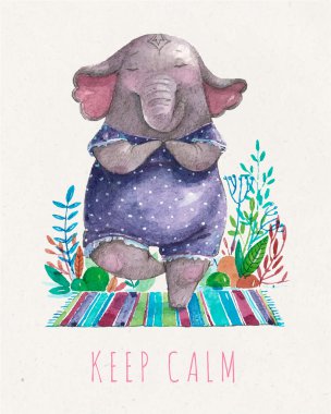 Cute elephant practicing yoga clipart