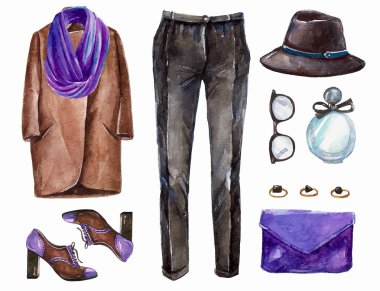 Collage of spring or autumn girl clothing