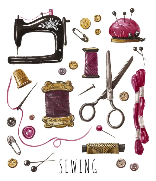 Vintage Sewing work. Royalty Free Stock Illustrations